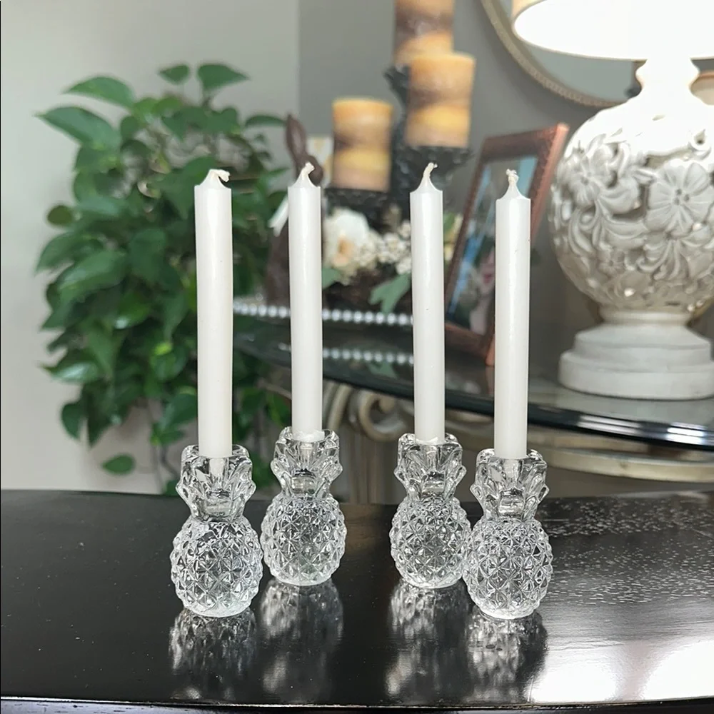 Crystal Pineapple Candle Holders - Set of 4 Williams Sonoma 🍍